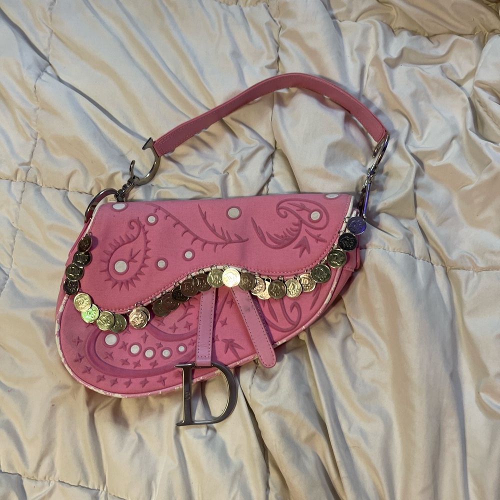vintage dead stock Cristian Dior pink saddlebag